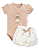 Conjunto Fem Body Girafa e Short Off White P- Anjos Baby - Imagem 1