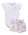 Conjunto Fem Body Bordado e Short Florido P- Anjos Baby - Imagem 1