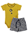 Conjunto Masc Body Mostarda c/ Short Listrado P - Anjos Baby - Imagem 1