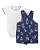 Jardineira Masc Azul Marinho c/ Body Branco P - Anjos Baby - Imagem 1