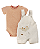 Jardineira Masc Bege c/ Body Laranja P - Anjos Body - Imagem 1