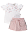 Conjunto Fem Blusa c/ Corte nas Mangas e Short Rosa Preguicinha M - Anjos Baby - Imagem 1