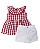 Conjunto Fem Bata Xadrez Vermelho e Short Branco G - Anjos Baby - Imagem 1