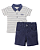 Conjunto Masc Camisa Listrada e Short Sarja Azul Escuro M- Anjos Baby - Imagem 1