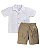 Conjunto Masc Camisa Social c/ Listras e Bermuda Caqui 01- Anjos Baby - Imagem 1