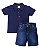 Conjunto Masc Camisa Azul Marinho c/ Bermuda Jeans 01- Anjos Baby - Imagem 1