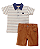 Conjunto Masc Camiseta C/ Listras e Bermuda Laranja 02 - Anjos Baby - Imagem 1