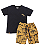 Conjunto Masc Camiseta Preta e Bermuda Sarja Estampa Dinossauros- Anjos Baby - Imagem 1