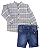 Conjunto Masc Camisa ML Listrada e Bermuda Jeans 02- Anjos Baby - Imagem 1