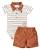 Conjunto Masc Body Listrado com Short Marrom P - Anjos Baby - Imagem 1