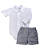 Conjunto Masc Body Manga Longa e Short C/ Listras P - Anjos Baby - Imagem 1