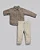 Conjunto Masc Bata ML Xadrez e Calça Sarja Caqui - Anjos Baby - Imagem 1