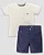 Conjunto Masc Blusa Off e Bermuda Azul 02- Anjos Baby - Imagem 1