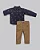 Conjunto Masc Bata ML Azul Escuro e Calça Sarja Caqui - Anjos Baby - Imagem 1