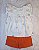 Conjunto Fem Bata Bordado Frutas Citricas e Short Laranja Viscolinho - Anjos Baby - Imagem 1