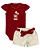 Conjunto Fem Body MC Vermelho e Short Sarja Branco - Anjos Baby - Imagem 1