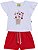 Conjunto Fem Blusa Branca Pompom e Short Vermelho - Jaca Lelé - Imagem 1