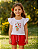 Conjunto Fem Blusa Branca Pompom e Short Vermelho - Jaca Lelé - Imagem 2
