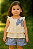 Conjunto Fem Bata Areia c/ Laço e Short em Lese Azul - Anjos Baby - Imagem 5