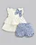 Conjunto Fem Bata Areia c/ Laço e Short em Lese Azul - Anjos Baby - Imagem 1