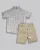 Conjunto Masc Xadrez e Bermuda Linho Bege 01- Anjos Baby - Imagem 4
