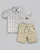 Conjunto Masc Xadrez e Bermuda Linho Bege 01- Anjos Baby - Imagem 1