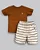 Conjunto Masc Camiseta Marrom e Bermuda Listras 01 - Anjos Baby - Imagem 1