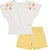 Conjunto Fem Blusa Branca Flores e Short  Amarelo - Nini e Bambini - Imagem 1