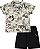 Conjunto Masc Camisa C/ Gola e Estampa Dinossauro e Bermuda Preta - Nini e Bambini - Imagem 1