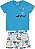Conjunto Masc Camiseta Azul Retroescavadeira e Bermuda Estampada - Jaca Lelé - Imagem 1