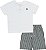 Conjunto Masc Camiseta Branca e Bermuda Verde C/ Listras - Nini e Bambini - Imagem 1
