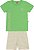 Conjunto Masc Camiseta Verde Alegria e  Bermuda Bege C/ Listras - Jaca Lelé - Imagem 1