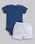 Conjunto Masc Body Azul Royal e Bermuda Branca P - Anjos Baby - Imagem 4