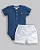 Conjunto Masc Body Azul Royal e Bermuda Branca P - Anjos Baby - Imagem 1