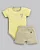 Conjunto Masc Body Amarelo e Bermuda Bege Pug Dog P - Anjos Baby - Imagem 1