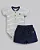 Conjunto Masc Body Listrado e Short Moletom Azul RN - Anjos Baby - Imagem 1
