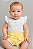 Conjunto Fem Body Florzinhas e Short Amarelo Laço P - Anjos Baby - Imagem 1