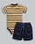 Conjunto Body Listras e Bermuda Jeans Escuro M - Anjos Baby - Imagem 4
