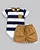 Conjunto Masc Body Listrado e Short Sarja Marrom M - Anjos Baby - Imagem 2
