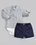 Conjunto Masc Body ML Listrado e Short Sarja Azul Escuro P - Anjos Baby - Imagem 2