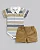 Conjunto Masc Body Listrado e Short Sarja Bege P - Anjos Baby - Imagem 2