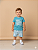 Conjunto Masc Camiseta Azul Ilha e Bermuda Listra Azul 01 - Nini e Bambini - Imagem 1