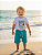 Conjunto Masc Camiseta Branca Vibrações e Bermuda Azul 01 - Nini e Bambini - Imagem 1