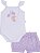 Conjunto Fem Body Alcinha Branco e Short Listrado Lavanda M - Nini e Bambini - Imagem 2