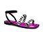 Sandália Rasteira Tanara T6785 Moda Fashion Pink Zebra Preta - Imagem 1