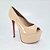 Peep toe Salto Alto Meia Pata Numeração Especial Bege Aurora - Imagem 2