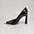 Scarpin Lavinia Salto Alto em Couro Sintético Bico Dourado Preto ou Caramelo 41 ao 43 - Imagem 5