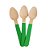 Colher de Madeira Verde Folha 14cm - 10 unds - Imagem 1