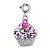 Pingente Infantil Menina Charm Cupcake Prateado com Glitter Charm It - Imagem 1