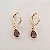 Brinco gota cor ametista folheado a ouro 18k - Imagem 1